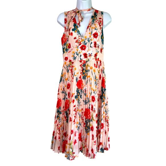 Karen Millen Dresses & Skirts - Karen Millen Romantic Floral Pleated Chiffon Midi Dress Sz 6 Statement Old Money